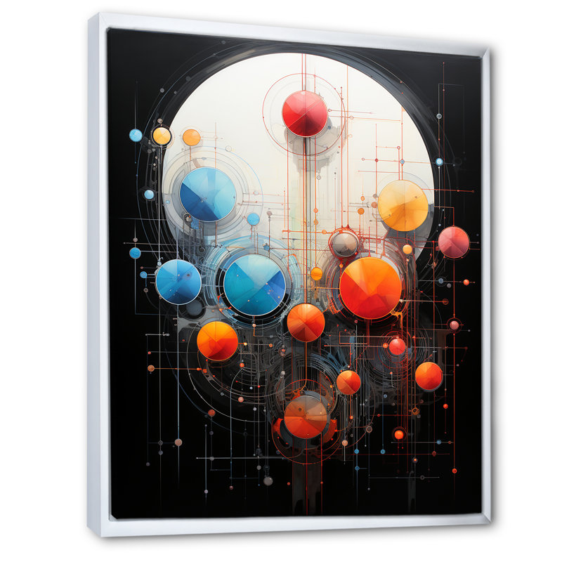 Pleine lune, obscurité, futur, paysage abstrait I - art mural sur toile minimalisme, Cadre flottant blanc