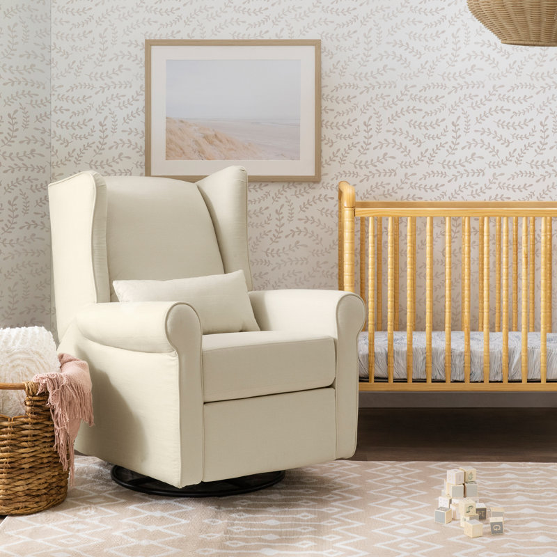Misty Grey Swivel Recliner with Wingback Design