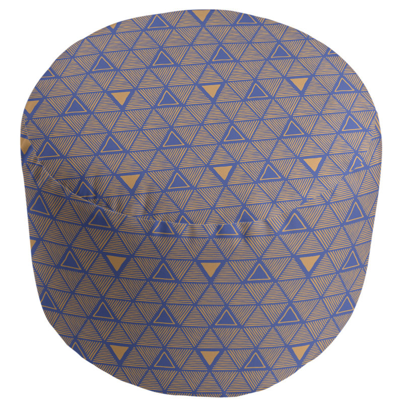 Upholstered Pouf, Blue/Orange