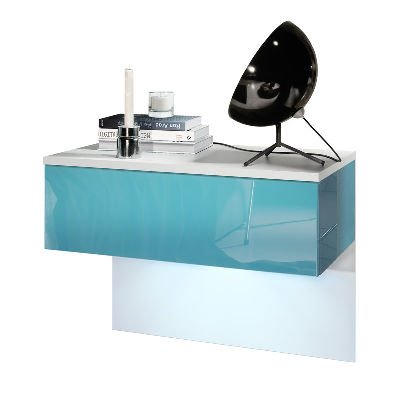 Leeward 60cm W Manufactured Wood Bedside Table, Petrol, White