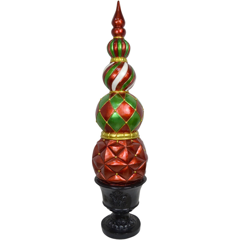 Fraser Hill Farm 50-in. Resin Ball and Finial Topiary in Pedestal Urn