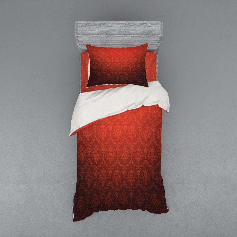 Ensemble de housse de couette rouge foncé, Housse de couette simple TG + 2 articles suppléme