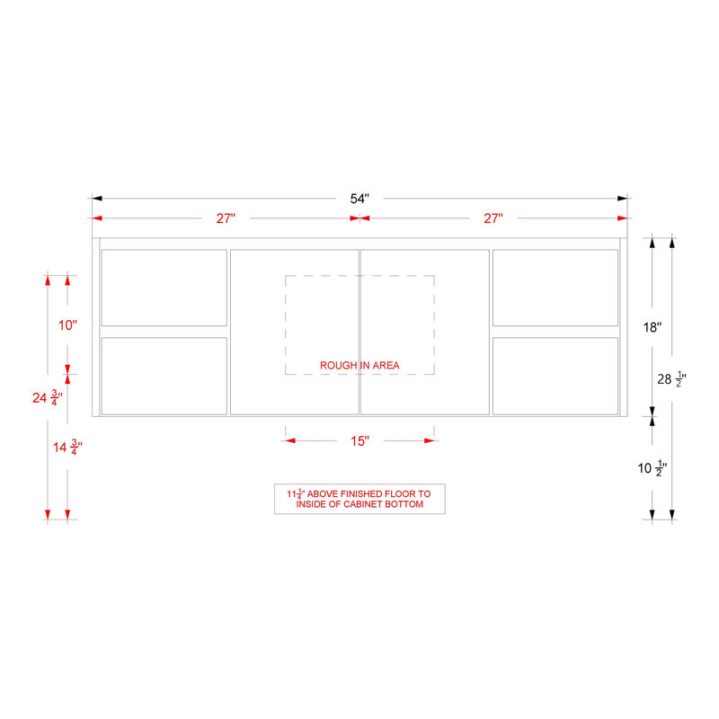 Gilded Single Extra Wide Bath Floating Vanity, Smoked Modern, 54"