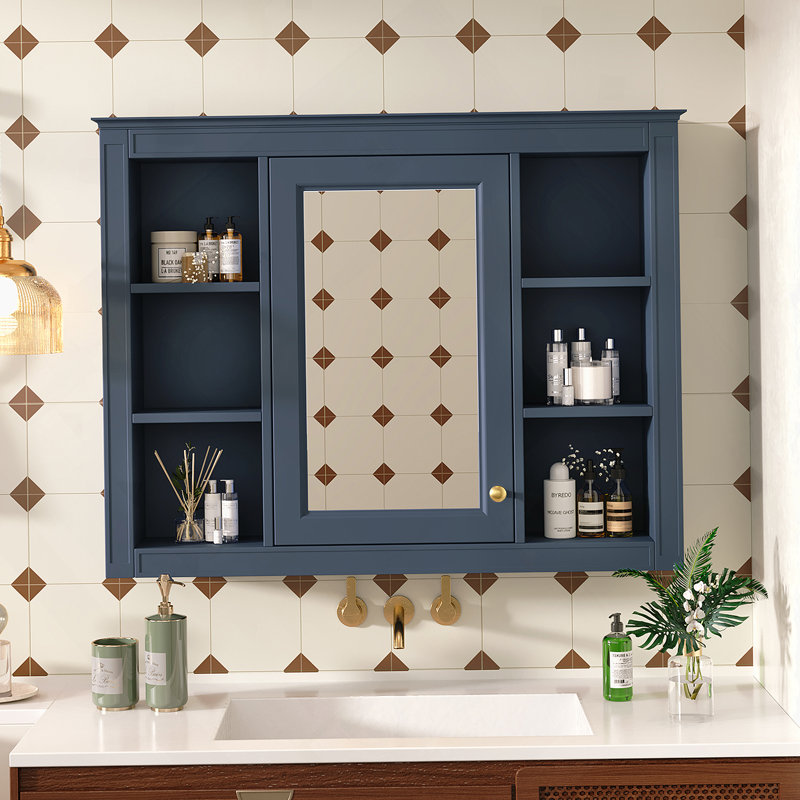 35X27.5Inch Medicine Cabinet Wall Mounted Bathroom Storage Cabinet, Blue