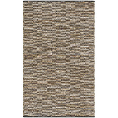 Tapis géométrique en cuir / coton tissé à la main Adero