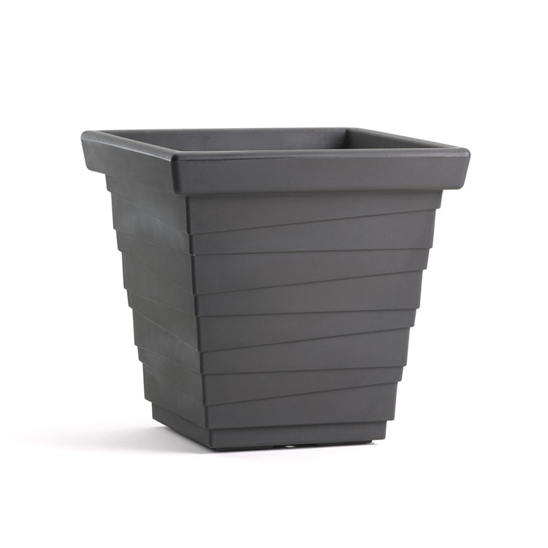 Pot à fleurs en plastique Saskatia, H 16 po x l 16 po x P 16 po, Ardoise