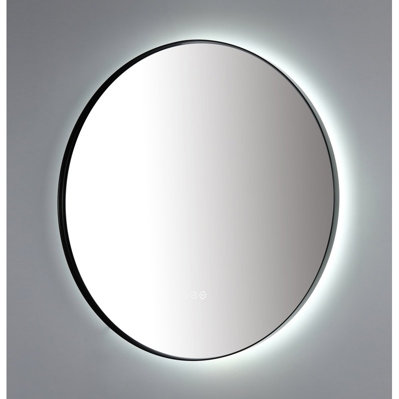 Shell LED Mirror, 29.52" x 29.52", Round, Matte Black