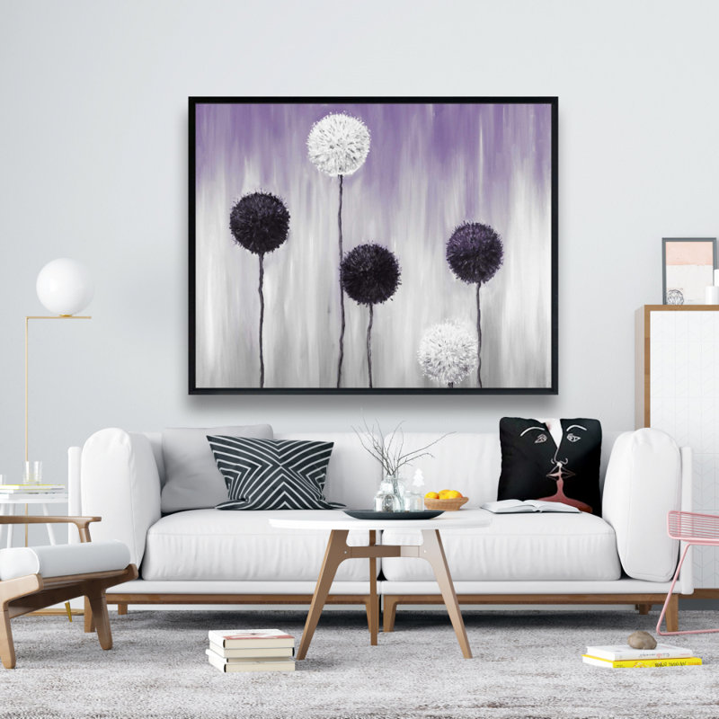 Purple And White Allium Flowers Print On Canvas