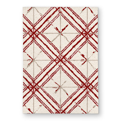 Red Lines Pattern - Blue Outdoor Area Rug for Home Decor