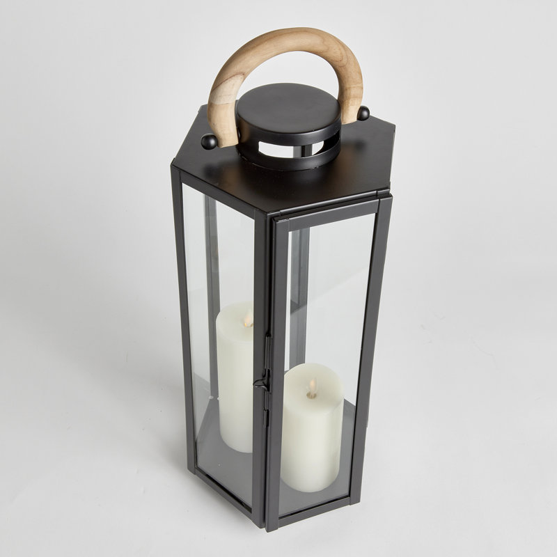 Lantern, 23" H x 8" W x 9" D, Black