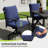 Ivyglow 5-Piece Black Metal Patio Dining Set With Square Table, 2 Swivel Dining Chairs And Blue Cushions-122878454
