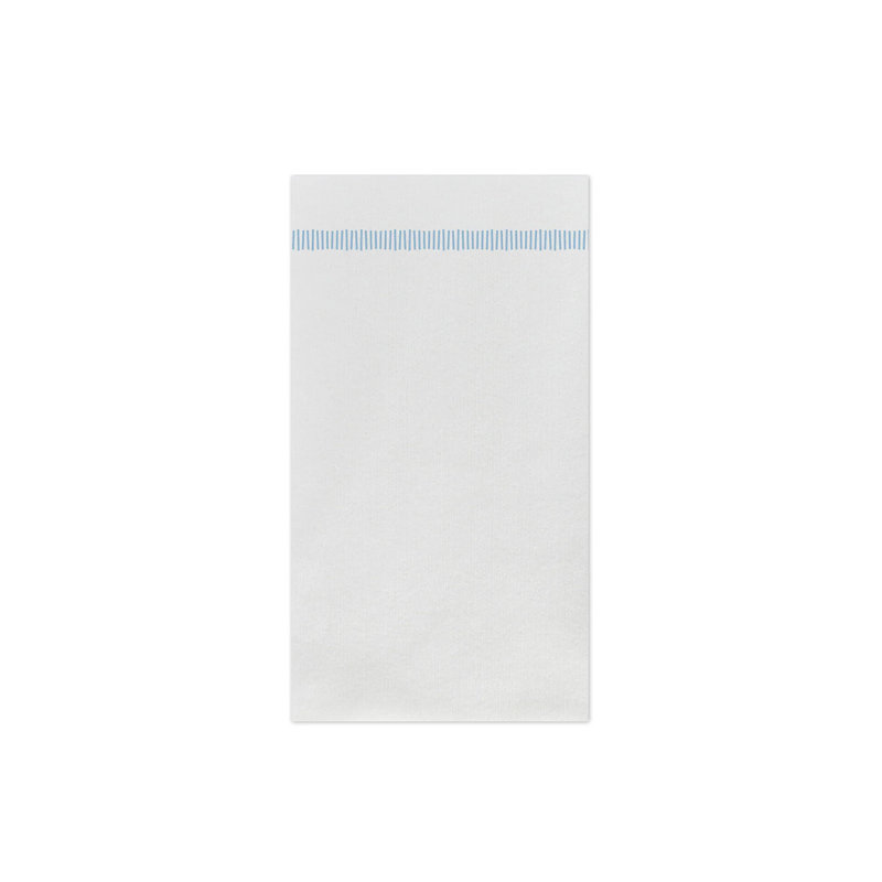 Serviettes d'invité à franges papiersoft, Blanc / Bleu clair