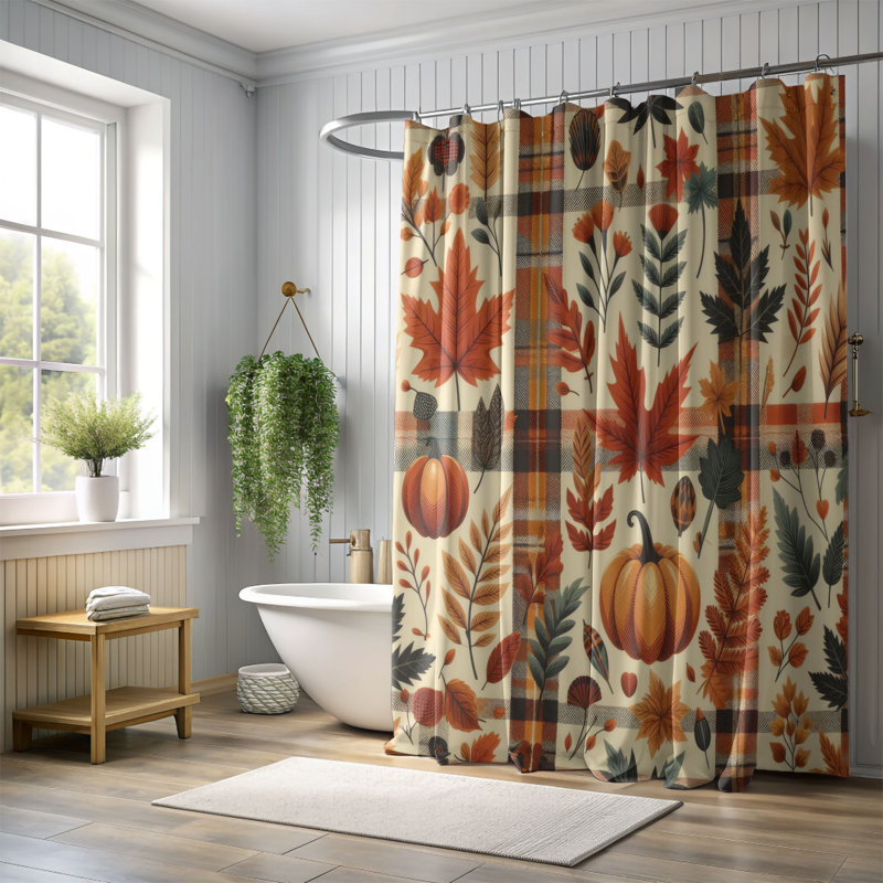 Rideau de douche standard 1 pièce Fall Tartan, H 74 po x l 71 po, Fall Tartan