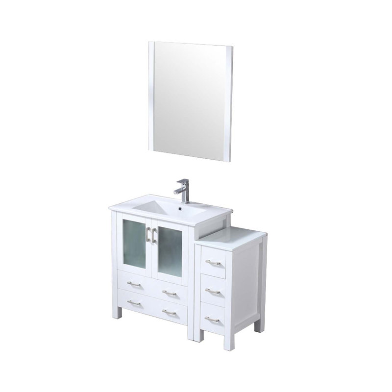 Meuble-lavabo polyvalent avec armoire latérale et accessoires multiples pour une fonctionnalité améliorée, Blanc