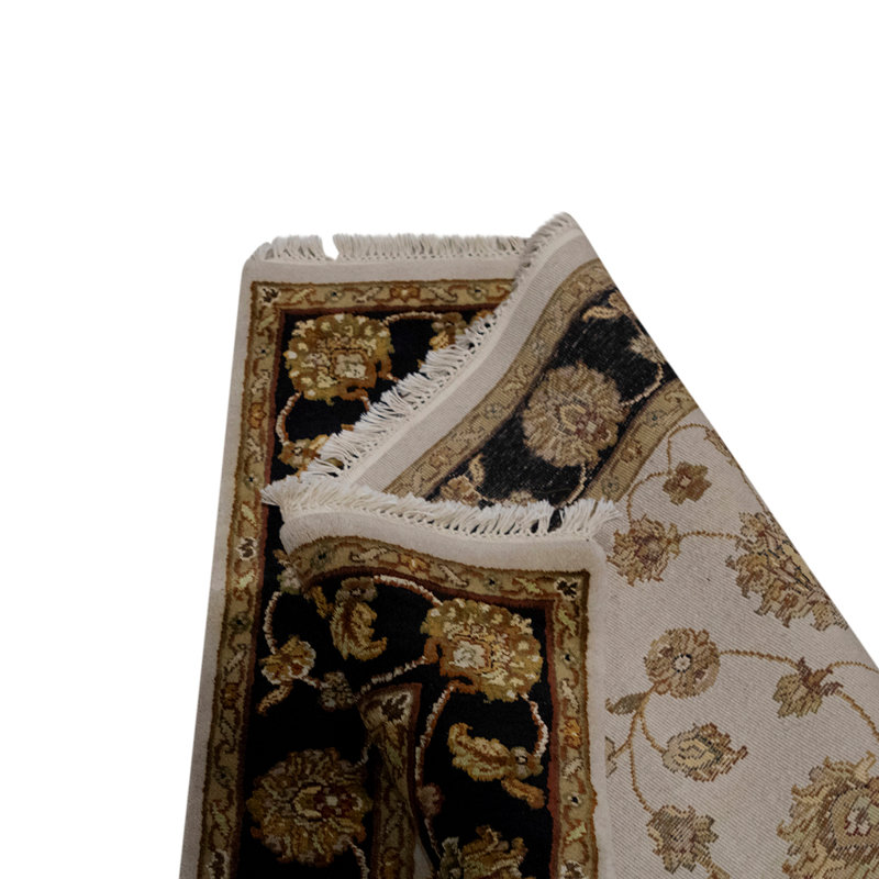 Tapis blanc / noir / brun de haute qualité noué à la main
