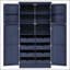 Armoire de cuisine autoportante avec 4 portes, 8 plateaux coulissants et une tablette réglable pour un rangement spacieux et de l'organisation-827269094-827269095