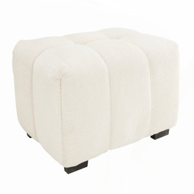White Chenille Armless Sofa with Matching Ottoman - Stylish, Comfortable, and Versatile Seating Solution for Modern Homes