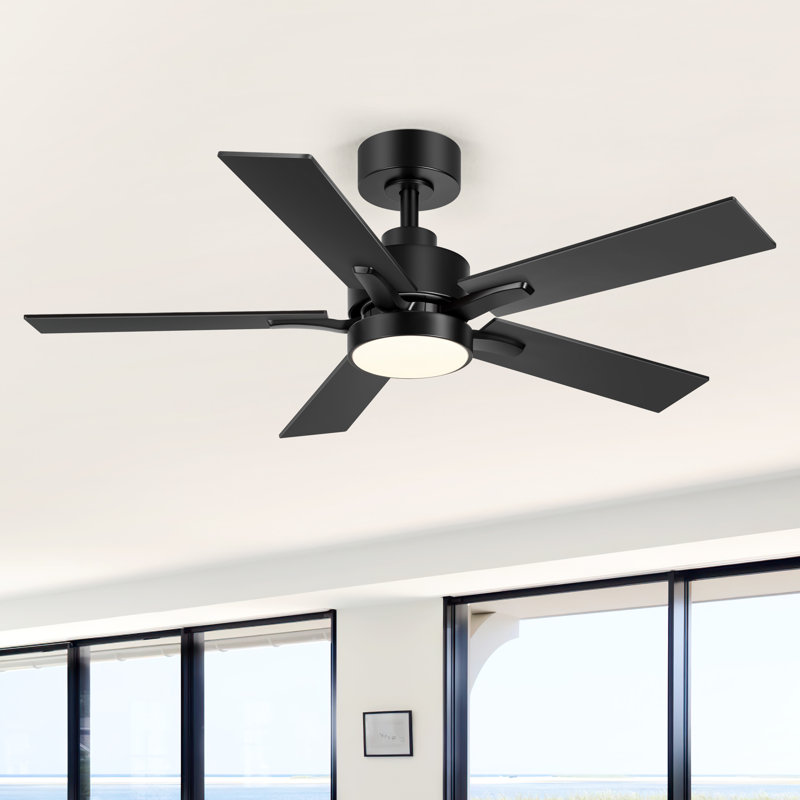 Grand ventilateur de plafond de 42 po avec lumière, télécommande et moteur à courant continu silencieux, 42", Black