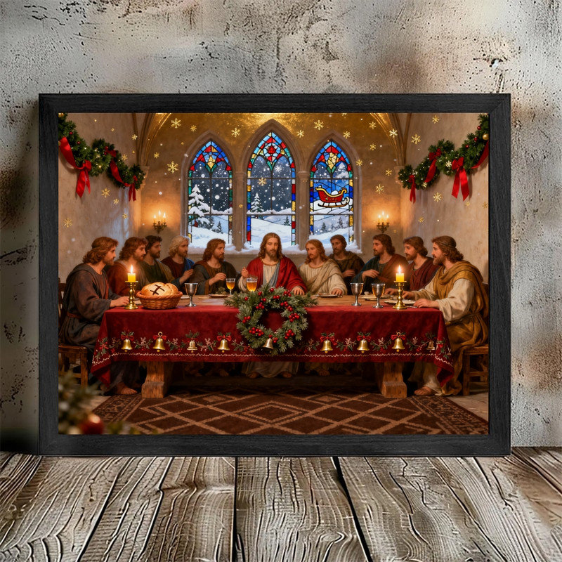 Winston Porter Black Framed Vintage Last Supper Wall Art - Sacred ...
