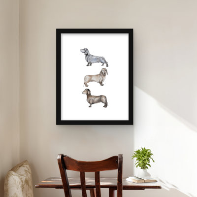 Small Dachshund Dog Print | Brown Pets Framed Home Decor