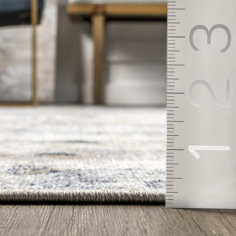 Gray Abstract Machine Washable Non-slip Area Rug Runner