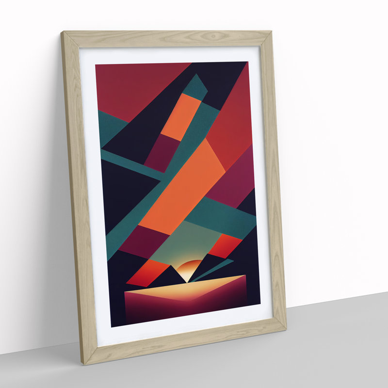 Incomparable Abstract Sunset - Wall Art, 34cm H x 25cm W x 2cm D, Oak Framed