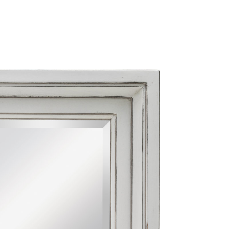 Kolya - Miroir de commode rectangulaire biseauté - Finition blanche, Blanc