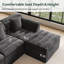 Canapé modulaire Boneless de 142 po avec assise profonde, canapé en velours côtelé désossé, aucun assemblage requis-1092338940