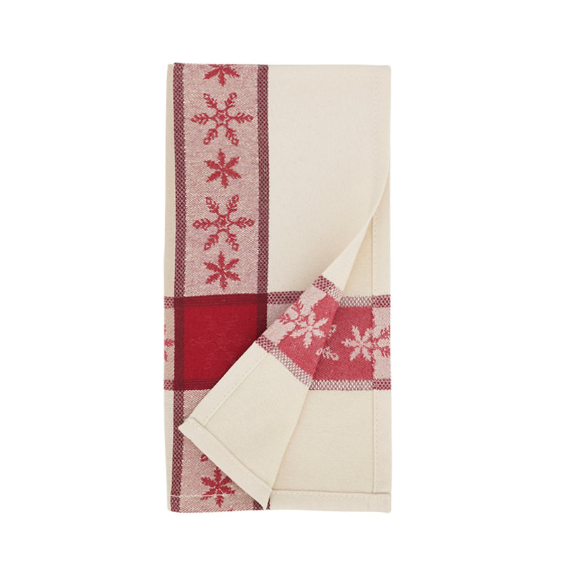 Red Christmas Snowflake Jacquard Cloth Napkins 19" W X 19" L, Set Of 4