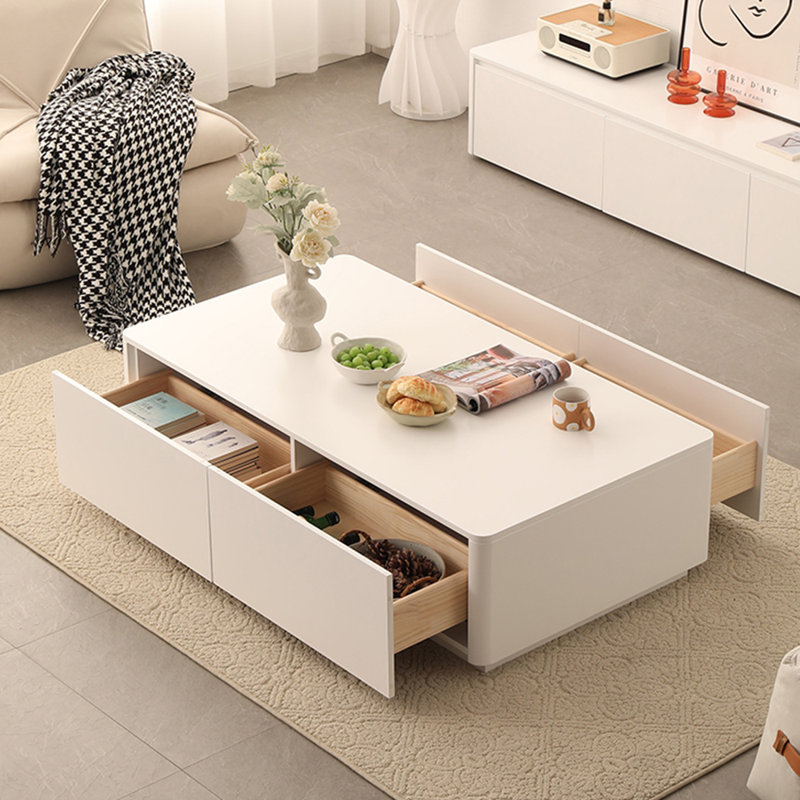 Table basse moderne simple de style crème, H 13,77 po x l 43,30 po x P 23,62 po