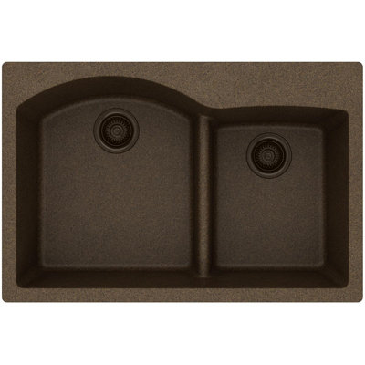 Évier de cuisine à double cuve à montage sur plan 33 po x 22 po x 10 po Quartz Classic