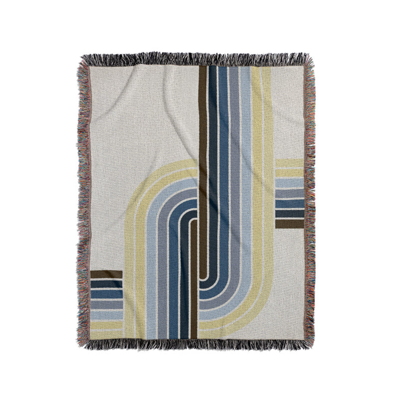 Jeté en mélange de coton Merna, Bleu, L 60 po x l 50 po