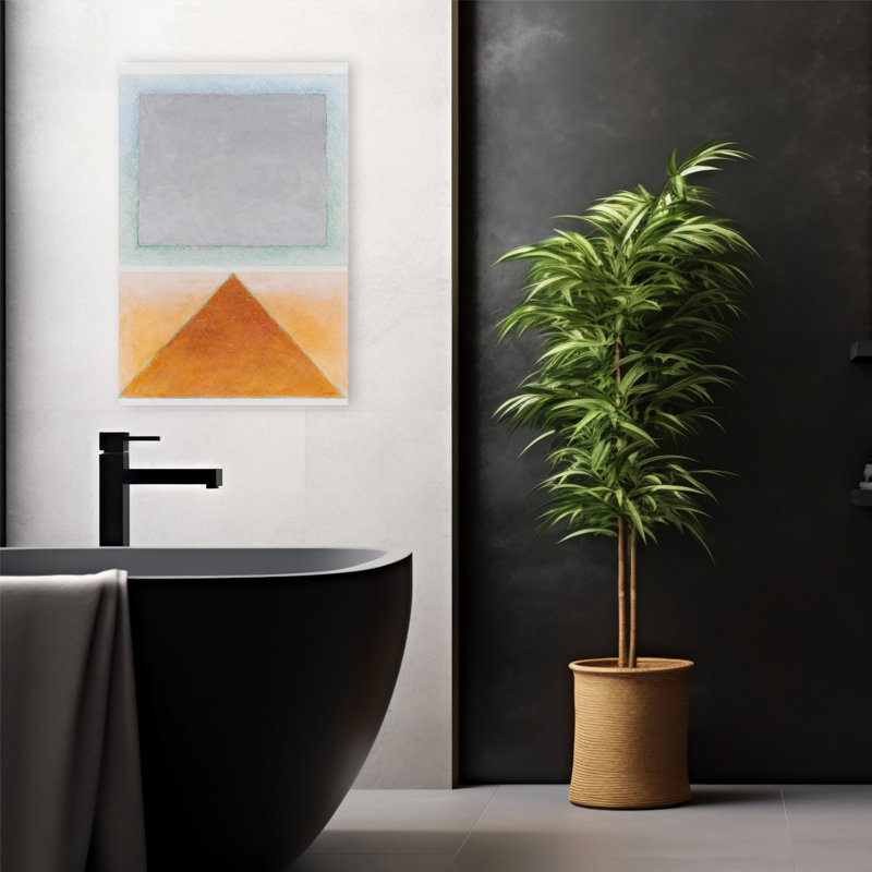 Paysage moderne et contemporain avec pyramide, H 24 po x l 16 po