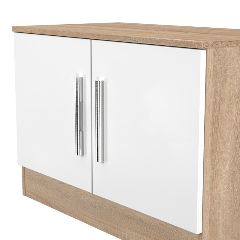 Ratzlaff 193.04cm Sideboard, White Gloss/Bardolino Oak