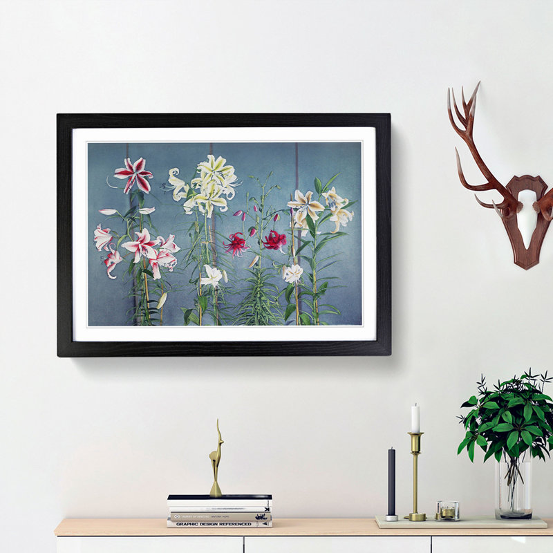 Growing Lilies by Kazumasa Ogawa - Picture Frame Painting Print, 48cm H x 65cm W x 2cm D, Black Framed