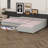 Twin Size L Shaped Bed With Trundle And Drawer, Upholstered Double Twin Size Daybed Frame, Corner Bed Frame
