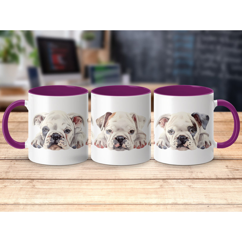 11oz Watercolour Three Bulldog Design Coffee Mug, 3