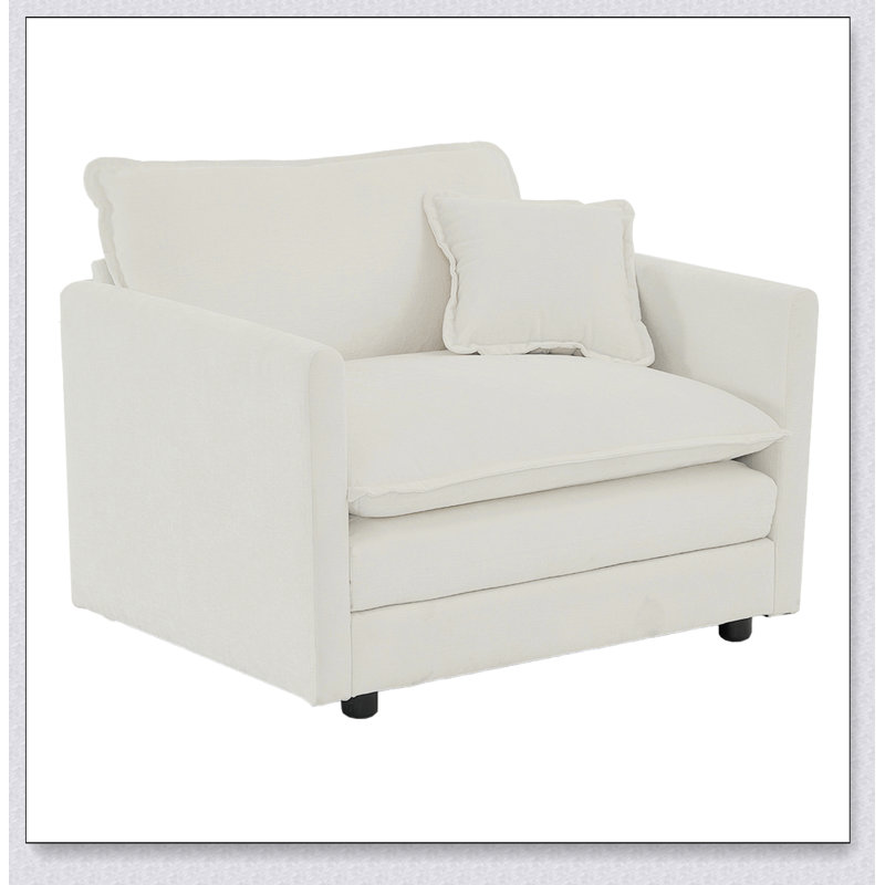 Fauteuil de salon rembourré Comfy, Blanc / Blanc