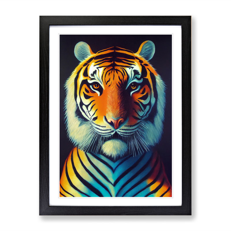 Tiger in Technicolour - Framed Print, 46cm H x 34cm W x 2cm D, Black