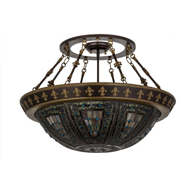 Fleur-de-lis Glass Semi Flush Mount