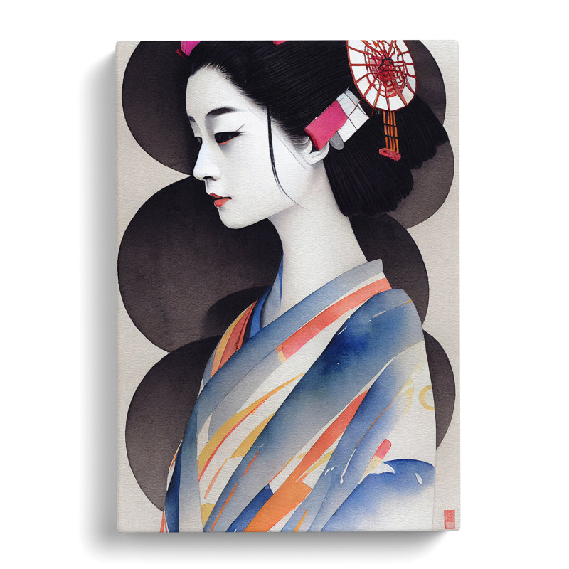 Inspiring Geisha - Wrapped Canvas Painting, 50cm H x 35cm W x 3cm D, Wrapped Canvas