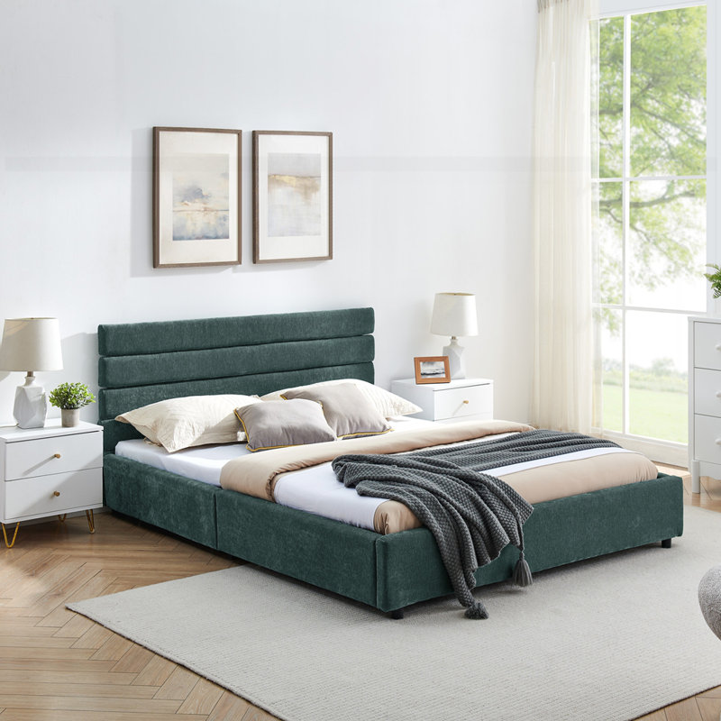 comfortable cushioned bed frame, Green