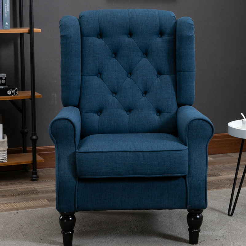 Lachesis Wingback Chair, Blue Polyester