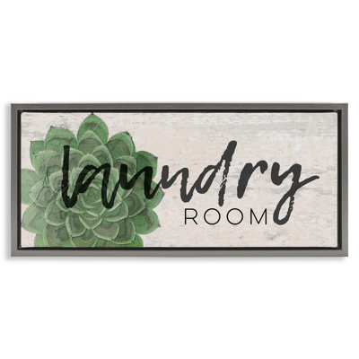 Laundry Room Succulent Framed Floater Canvas Wall Art by Jessica Mundo wrp-1224