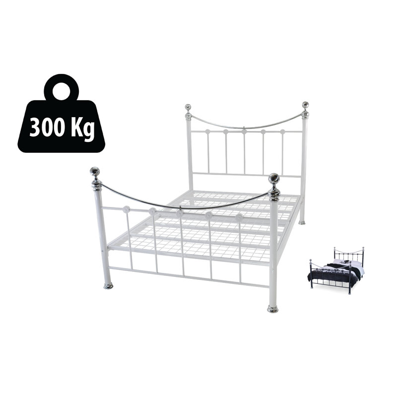Cambridge Metal Storage Bed, White/Chrome, Kingsize (5')