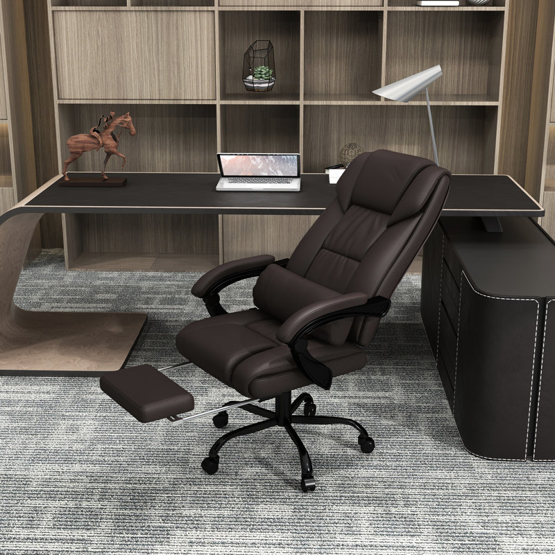 Fauteuil inclinable vibrant Vibration Massage, similicuir brun, hauteur réglable, repose-pieds réglable de 6 pieds, inclinable, repose-pieds, revêtement