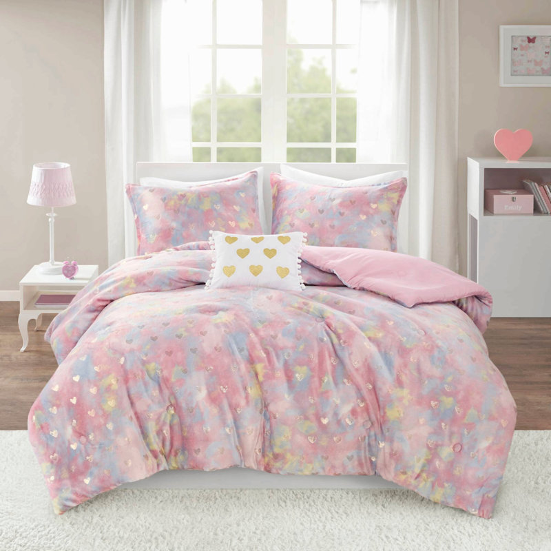 Ensemble de couette métallique imprimée en polyester, grand/queen, Édredon double/grand et 2 taies décoratives