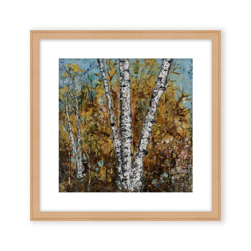 "Burnished Birch" Canvas Wall Art By Karen Biery Print by Karen Biery, 20" H x 20" W x 1.125" D, Framed Matted Print, Beige