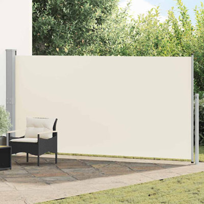 Cream Side Awning Polyester PU Coated Steel Frame Outdoor Patio Privacy Screen