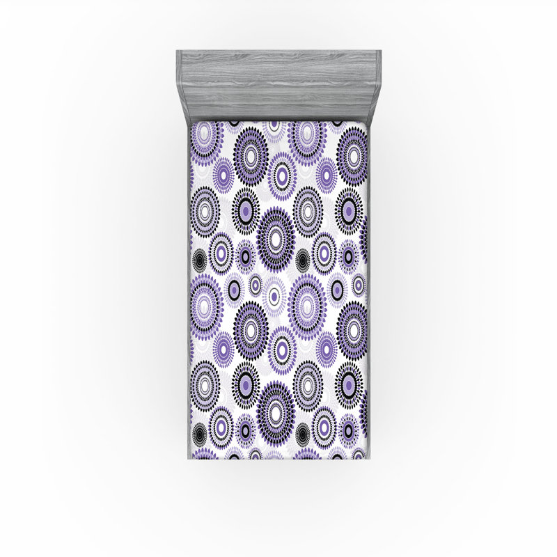 Drap-housse Ambesonne, paquet de 2, Violet / noir / blanc marocain, Drap-housse simple TG